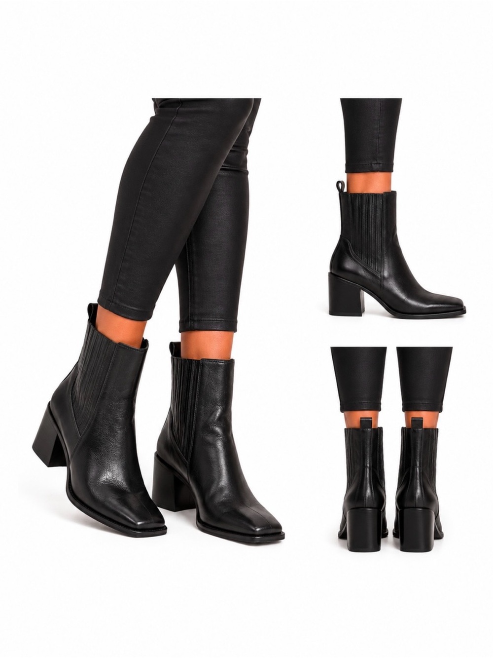 Vince Camuto Women's Black Leather Block Heel Ankle Boots